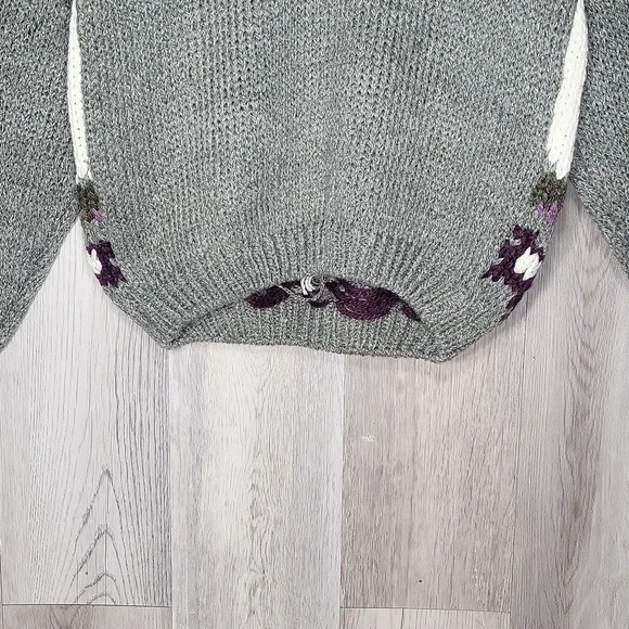Shenanigans Womens M Vintage Hand Knit Sweater Ramie Floral Nordic‎ Cottage NEW - Picture 7 of 8